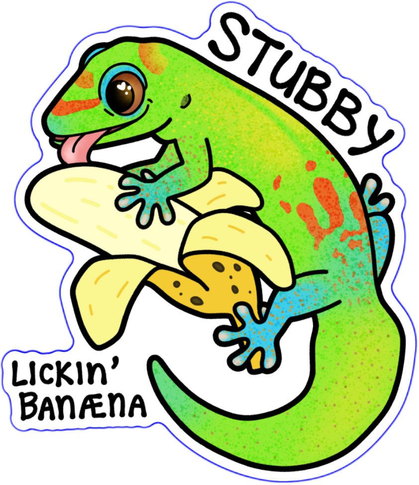 Stubby the gold dust day gecko sticker